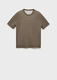 Contrasting cotton-blend T-shirt