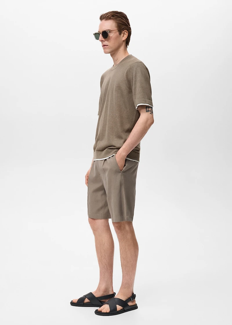 Contrasting cotton-blend T-shirt