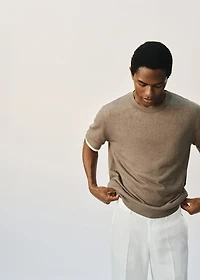 Contrasting cotton-blend T-shirt