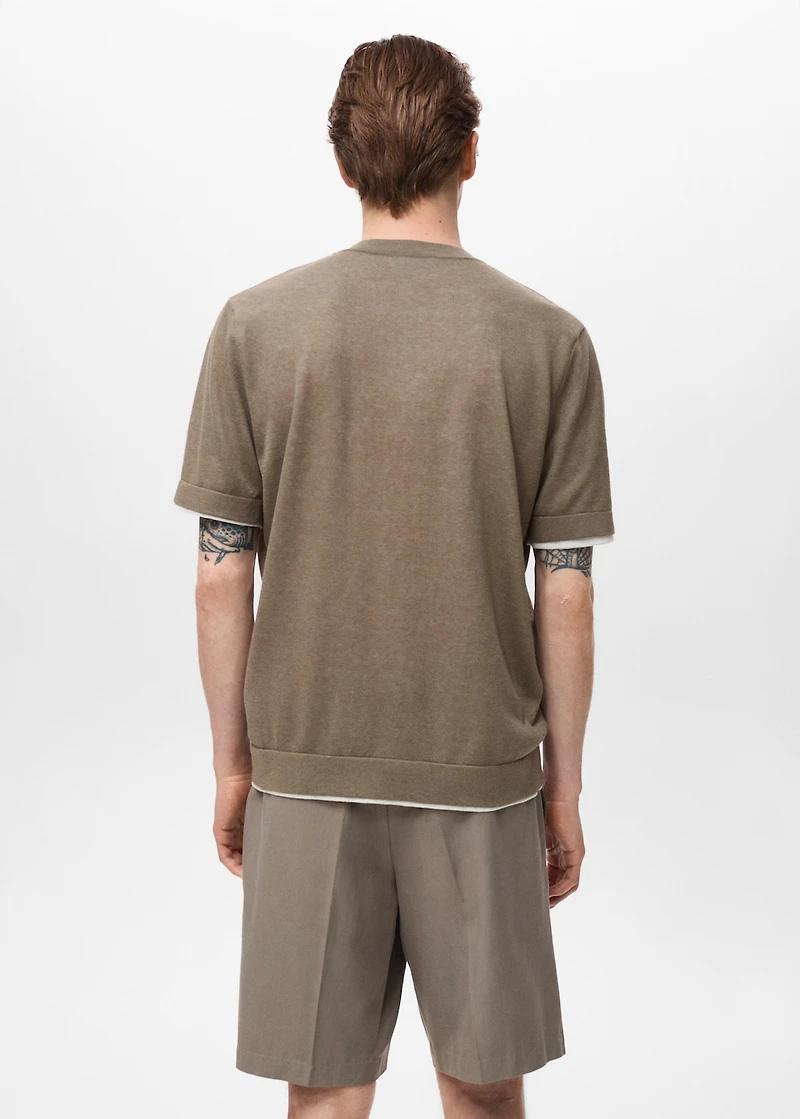 Contrasting cotton-blend T-shirt