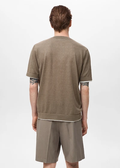 Contrasting cotton-blend T-shirt