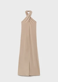 Long halter wrap dress