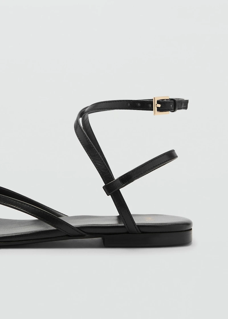 Leather strap sandals with metallic detail