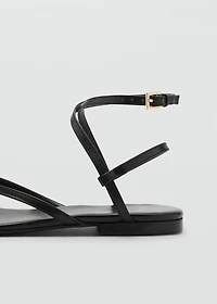 Leather strap sandals with metallic detail