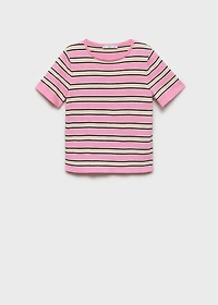 Short-sleeved sweater with combined stripes