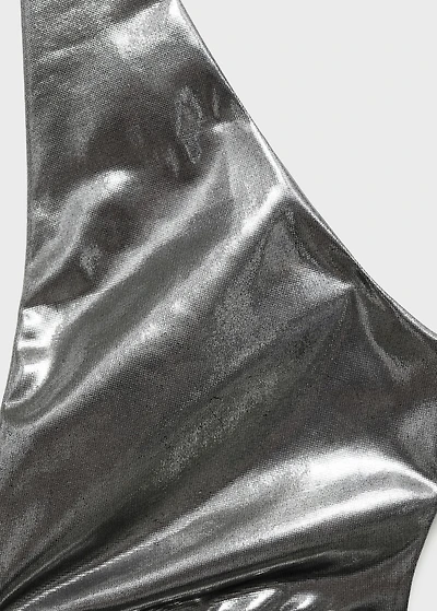 Metallic bikini top with cut-out