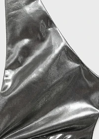 Metallic bikini top with cut-out