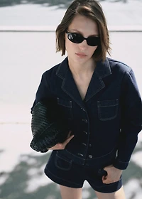 High-waisted denim shorts with pockets