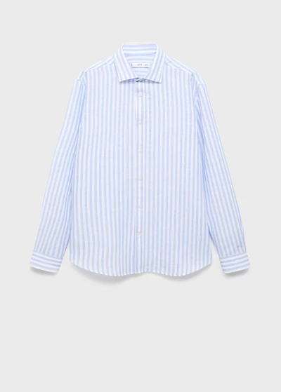 Regular-fit striped cotton-linen shirt