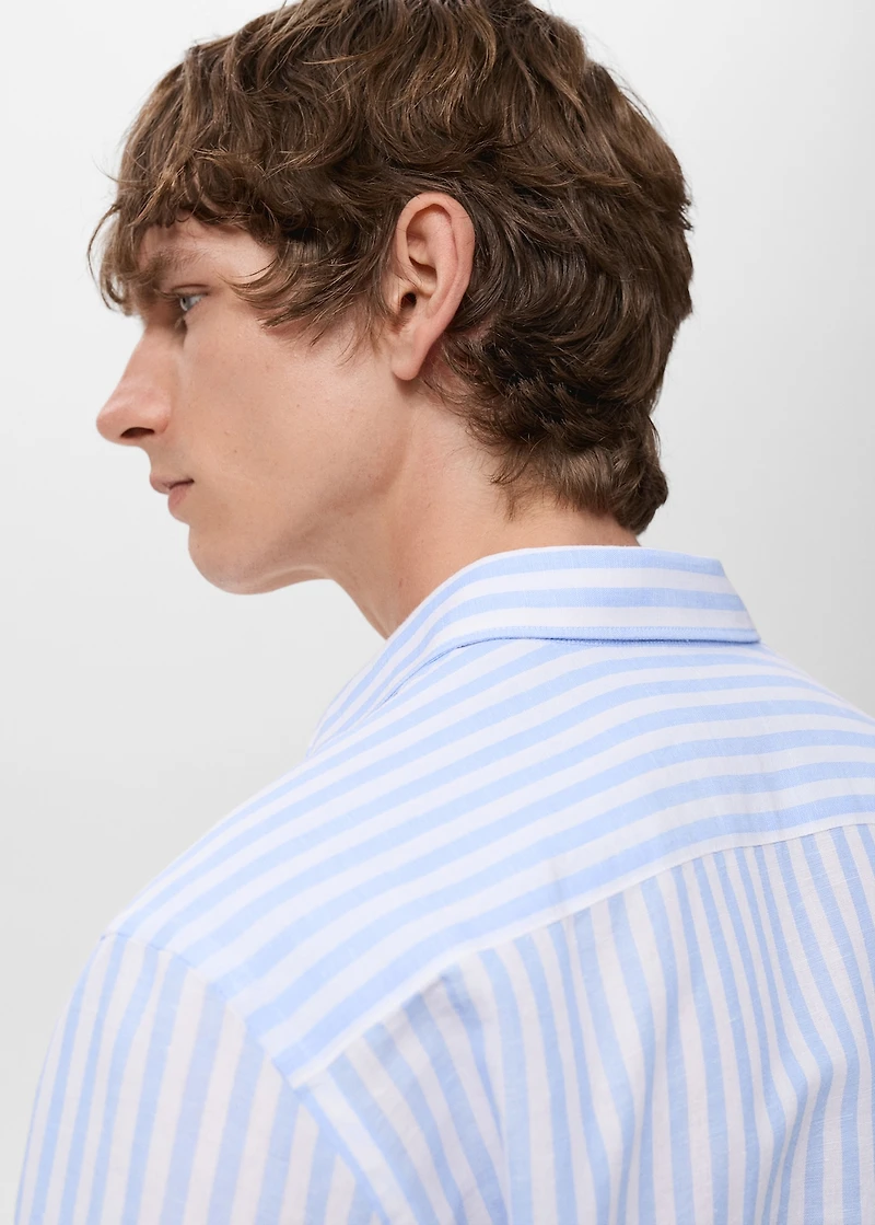 Regular-fit striped cotton-linen shirt