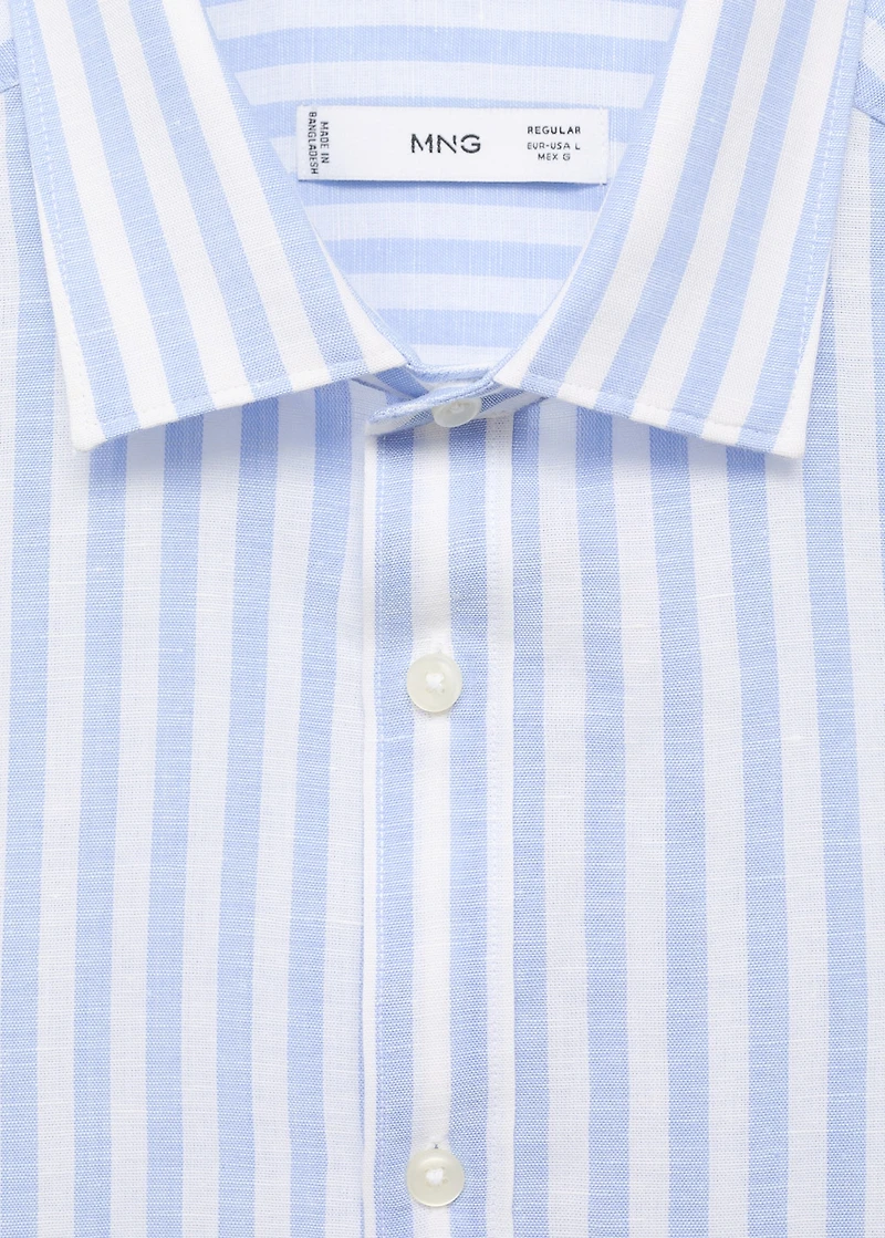 Regular-fit striped cotton-linen shirt
