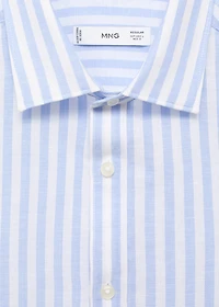 Regular-fit striped cotton-linen shirt