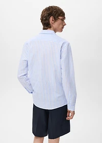 Regular-fit striped cotton-linen shirt