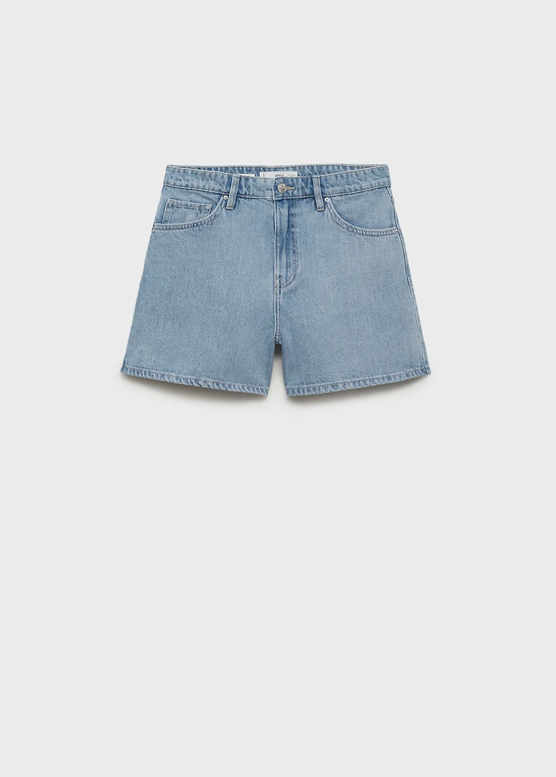 High-waisted straight-fit denim shorts