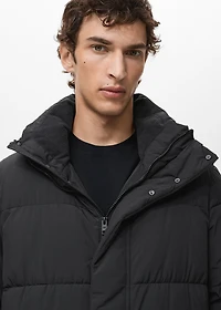 Long padded water-repellent anorak