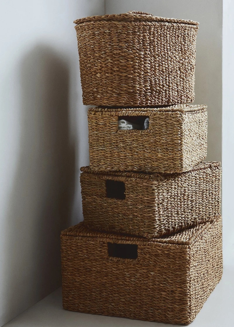 braided basket with handles