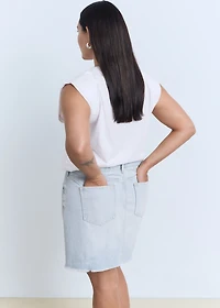 Denim skirt with frayed hem