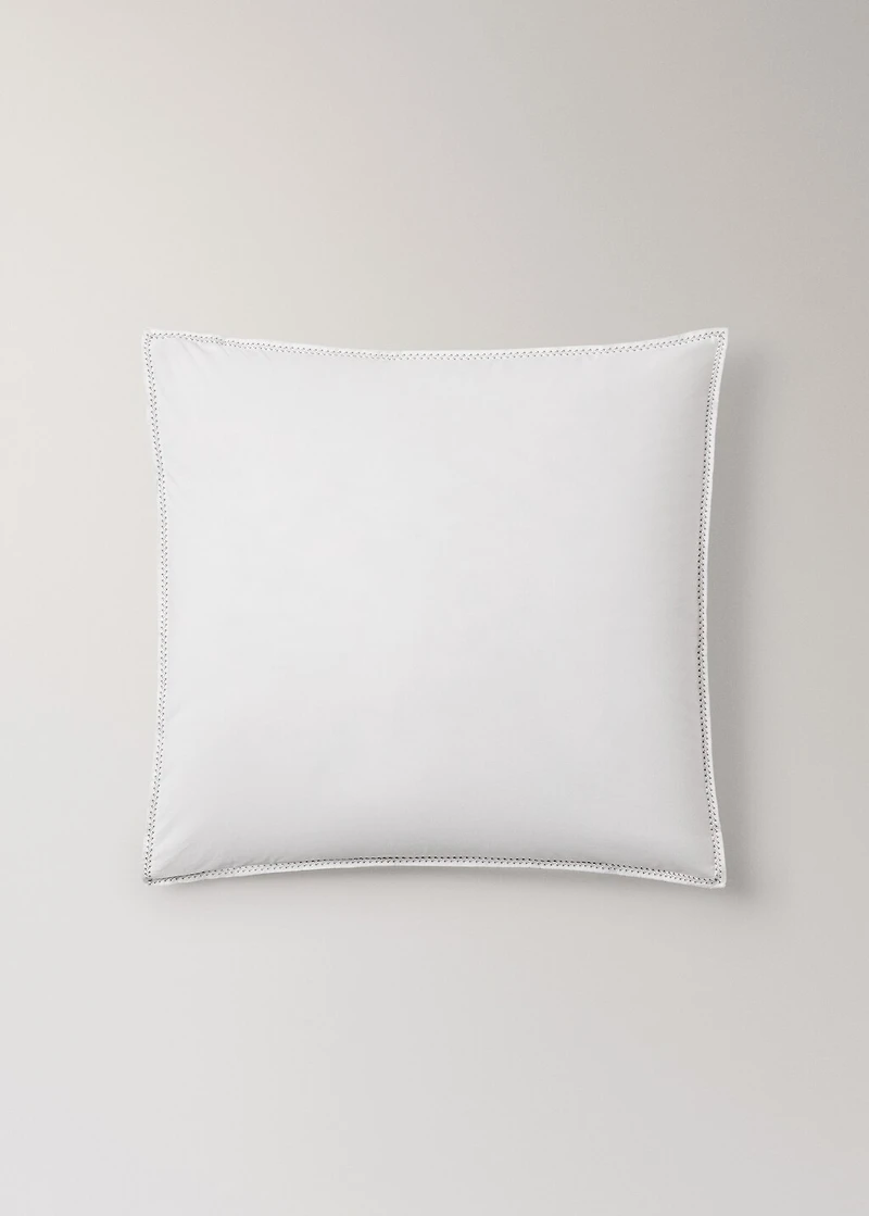 Washed cotton percale pillowcase with zigzag stitching 60x60 cm