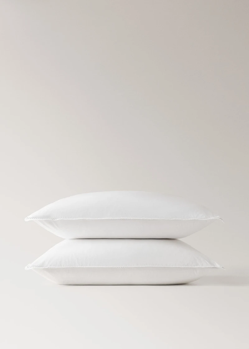 Washed cotton percale pillowcase with zigzag stitching 60x60 cm