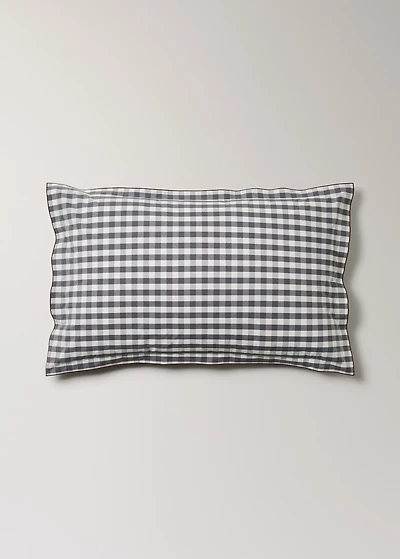 Two percale cotton gingham check pillowcases 50x75 cm