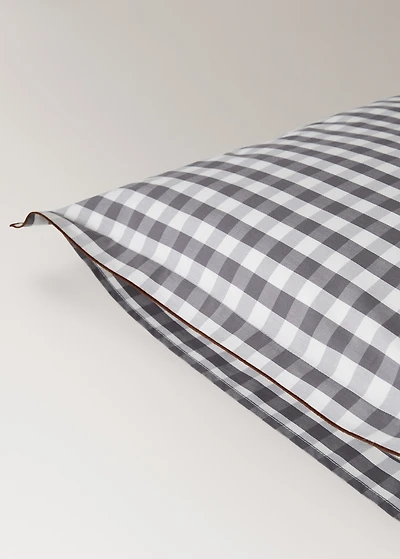 Two percale cotton gingham check pillowcases 50x75 cm