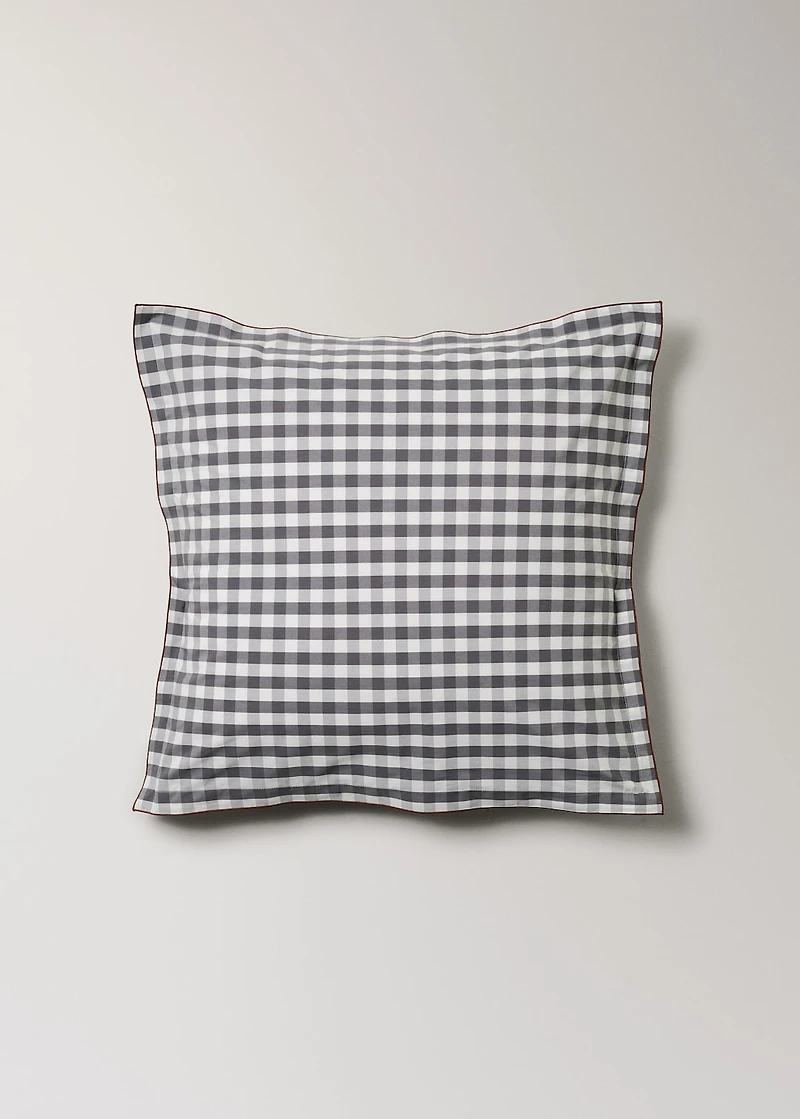 Two percale cotton gingham check pillowcases 60x60 cm