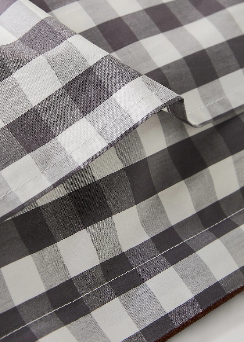 Two percale cotton gingham check pillowcases 60x60 cm