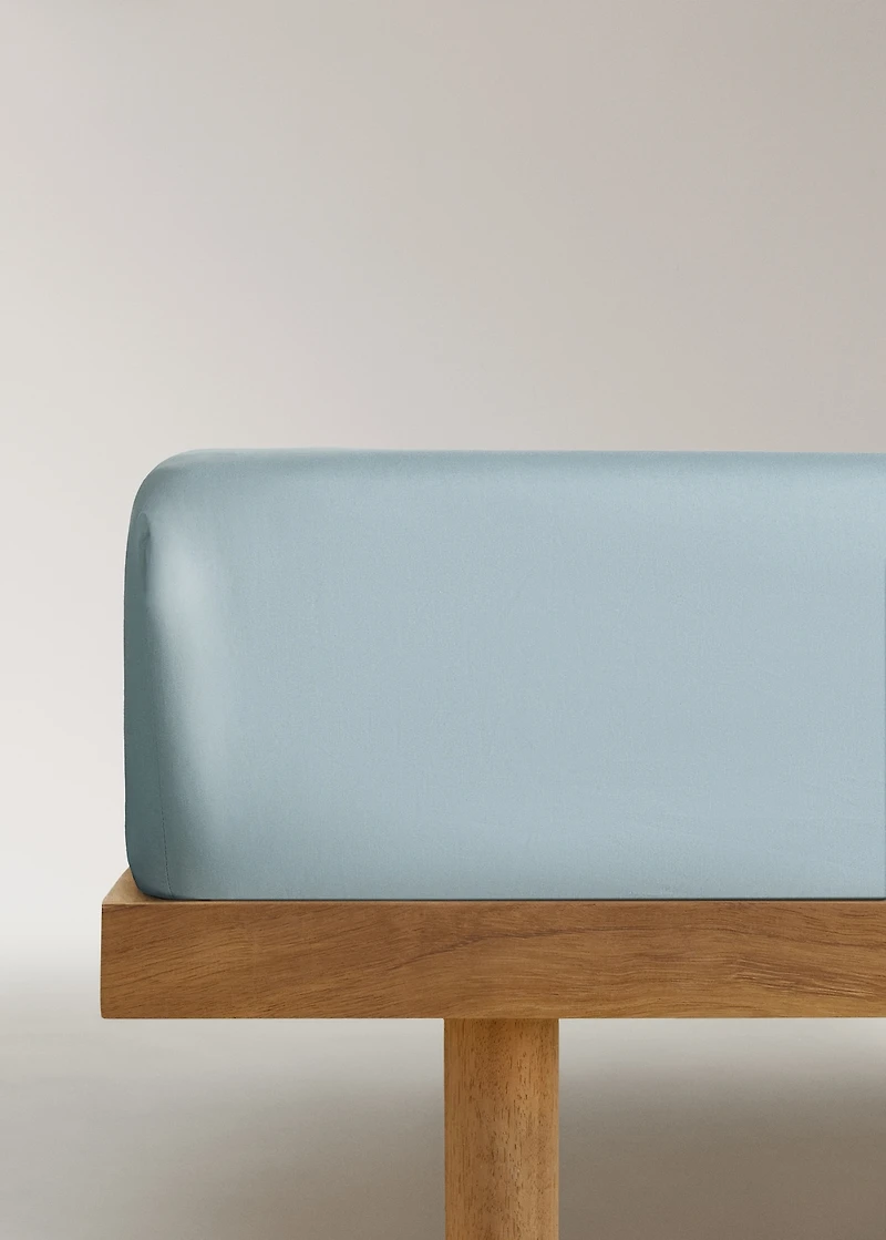 Percale cotton fitted sheet for 180 cm bed