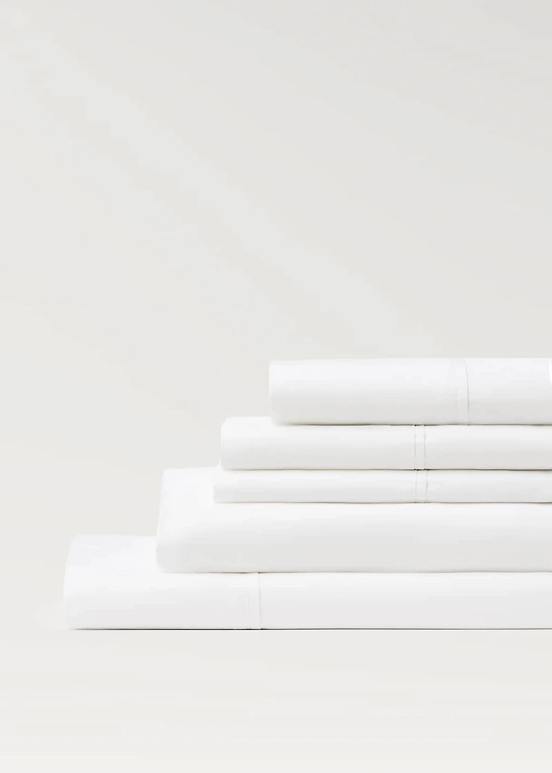 300-thread count percale cotton fitted sheet for 150/160 cm bed