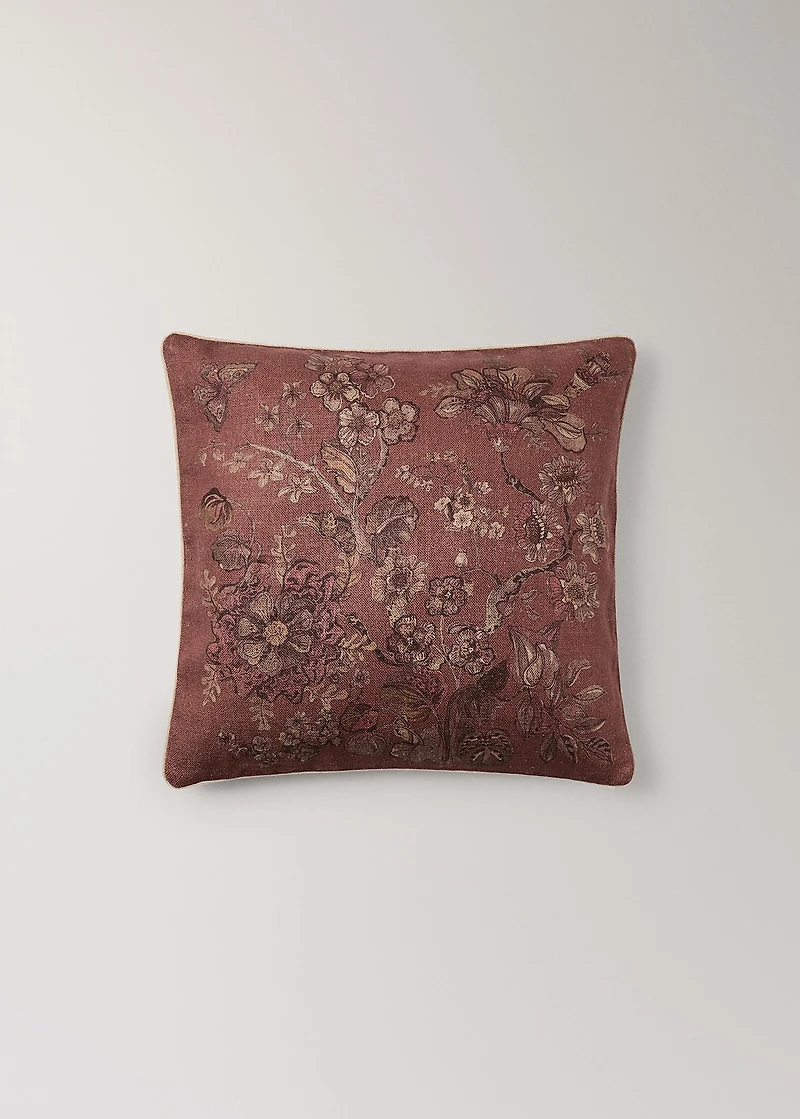 Linen floral-print cushion cover 50x50 cm