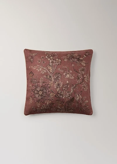 Linen floral-print cushion cover 50x50 cm