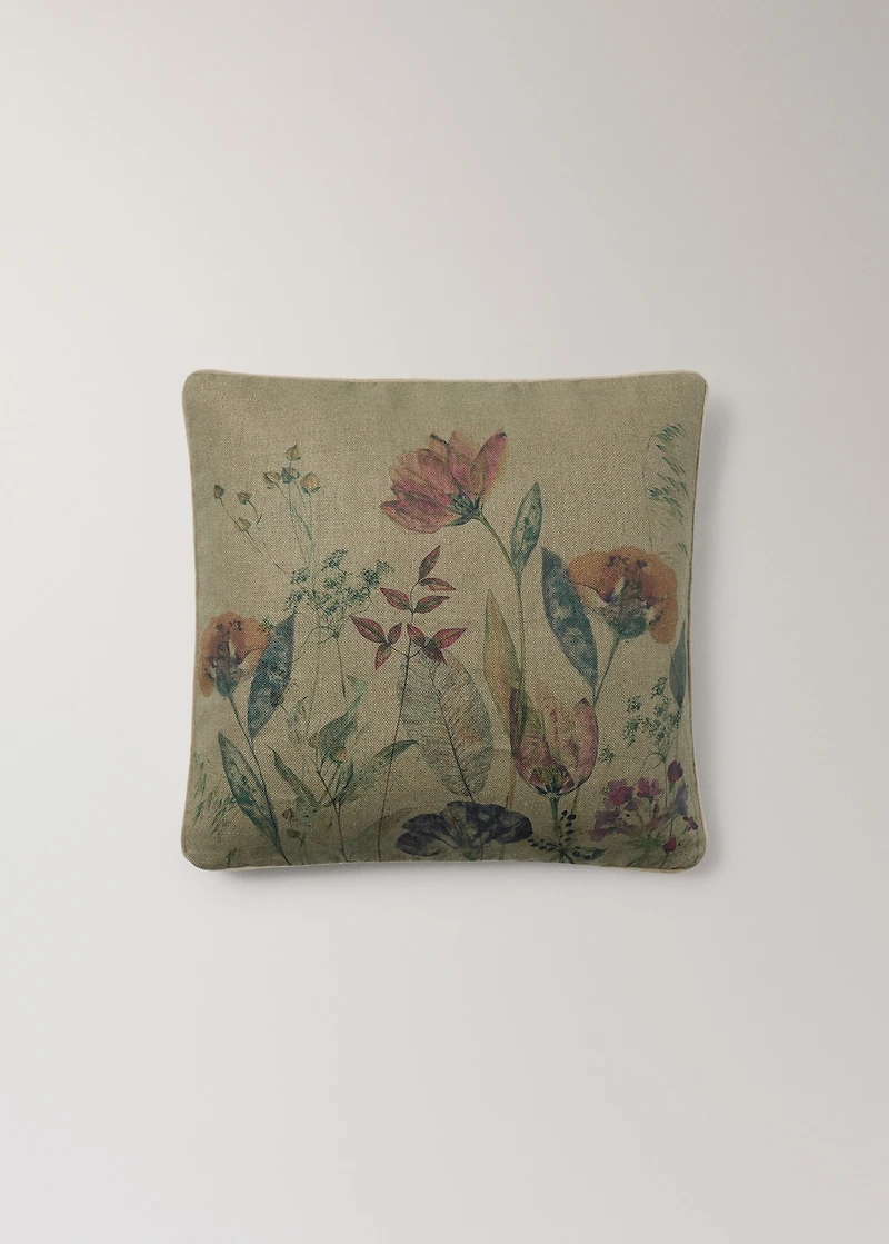 Linen floral-print cushion cover 50x50 cm