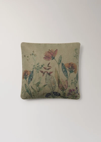 Linen floral-print cushion cover 50x50 cm