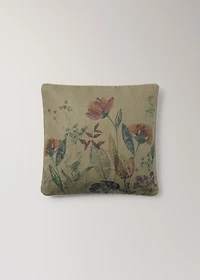 Linen floral-print cushion cover 50x50 cm