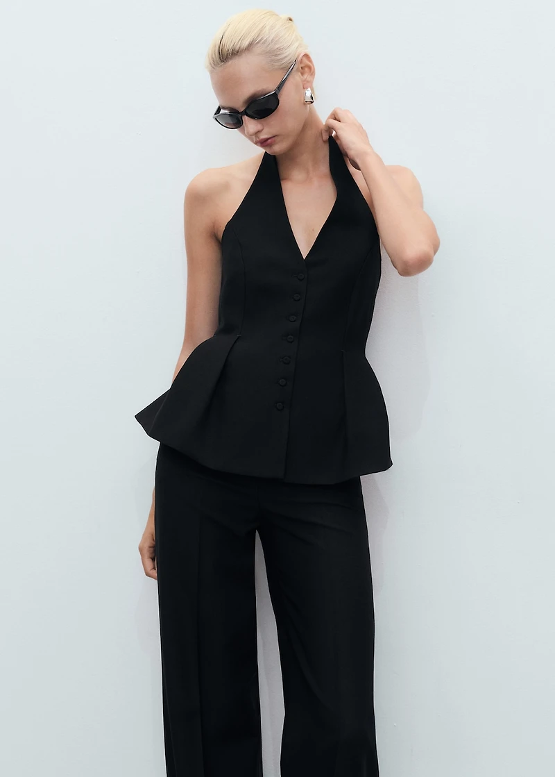 Halter-neck peplum vest