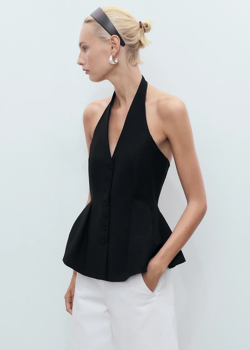 Halter-neck peplum vest