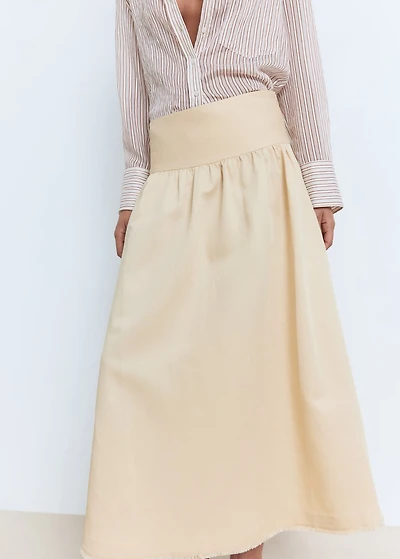 Midi-skirt with frayed ends
