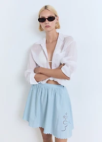 Embroidered skirt with scalloped hem