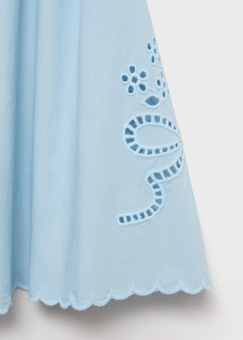 Embroidered skirt with scalloped hem