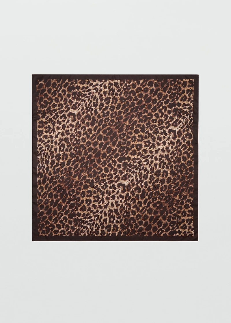 Leopard-print satin scarf