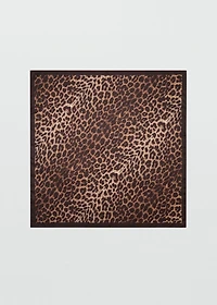 Leopard-print satin scarf