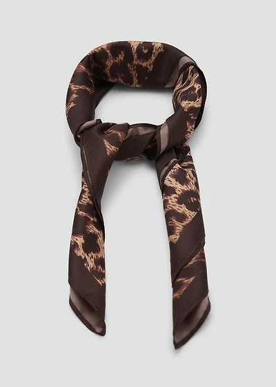 Leopard-print satin scarf