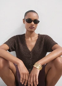 Short-sleeved bouclé cardigan