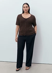 Short-sleeved bouclé cardigan
