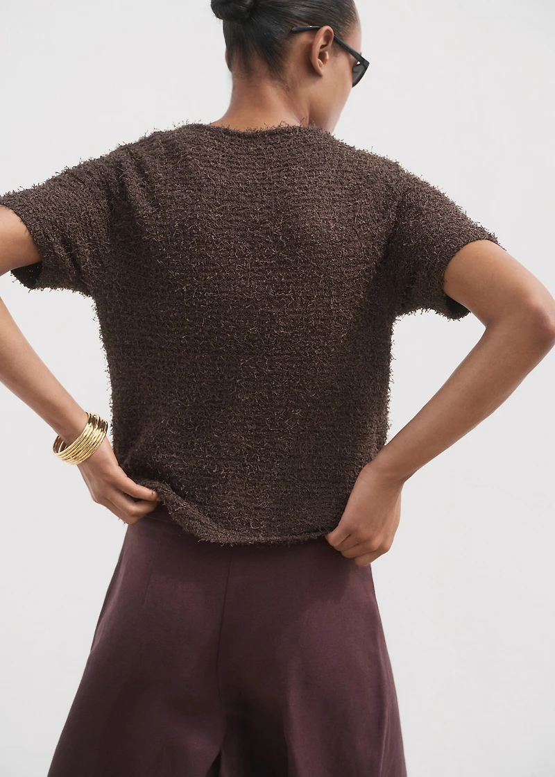 Short-sleeved bouclé cardigan