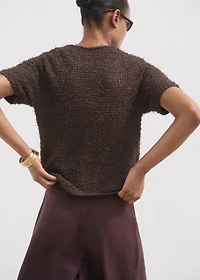 Short-sleeved bouclé cardigan