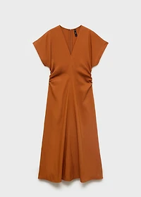 Midi-dress with gathered sides