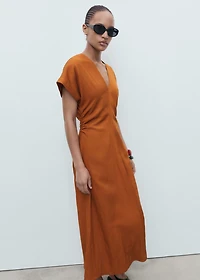 Midi-dress with gathered sides