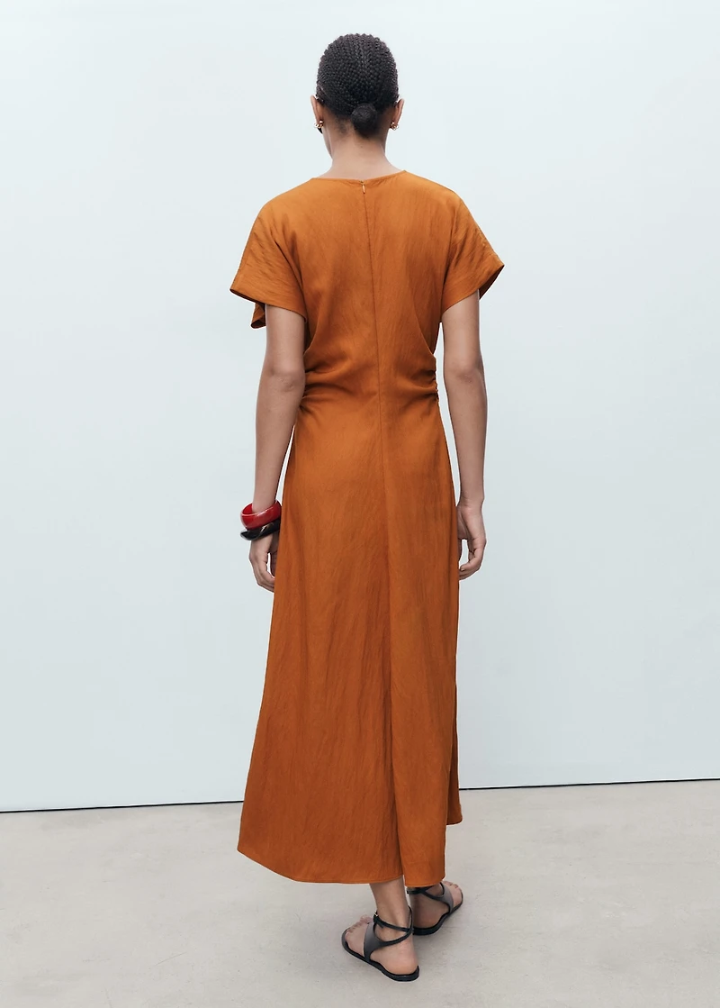 Midi-dress with gathered sides