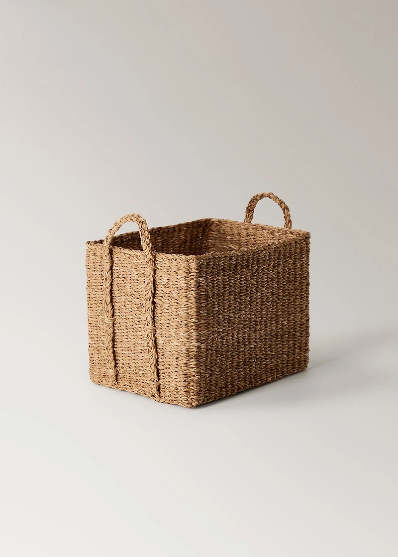 braided seagrass basket with handles